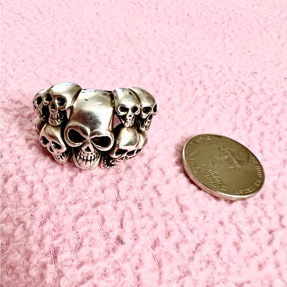 Biker skull ring, 925 silver, men’s.